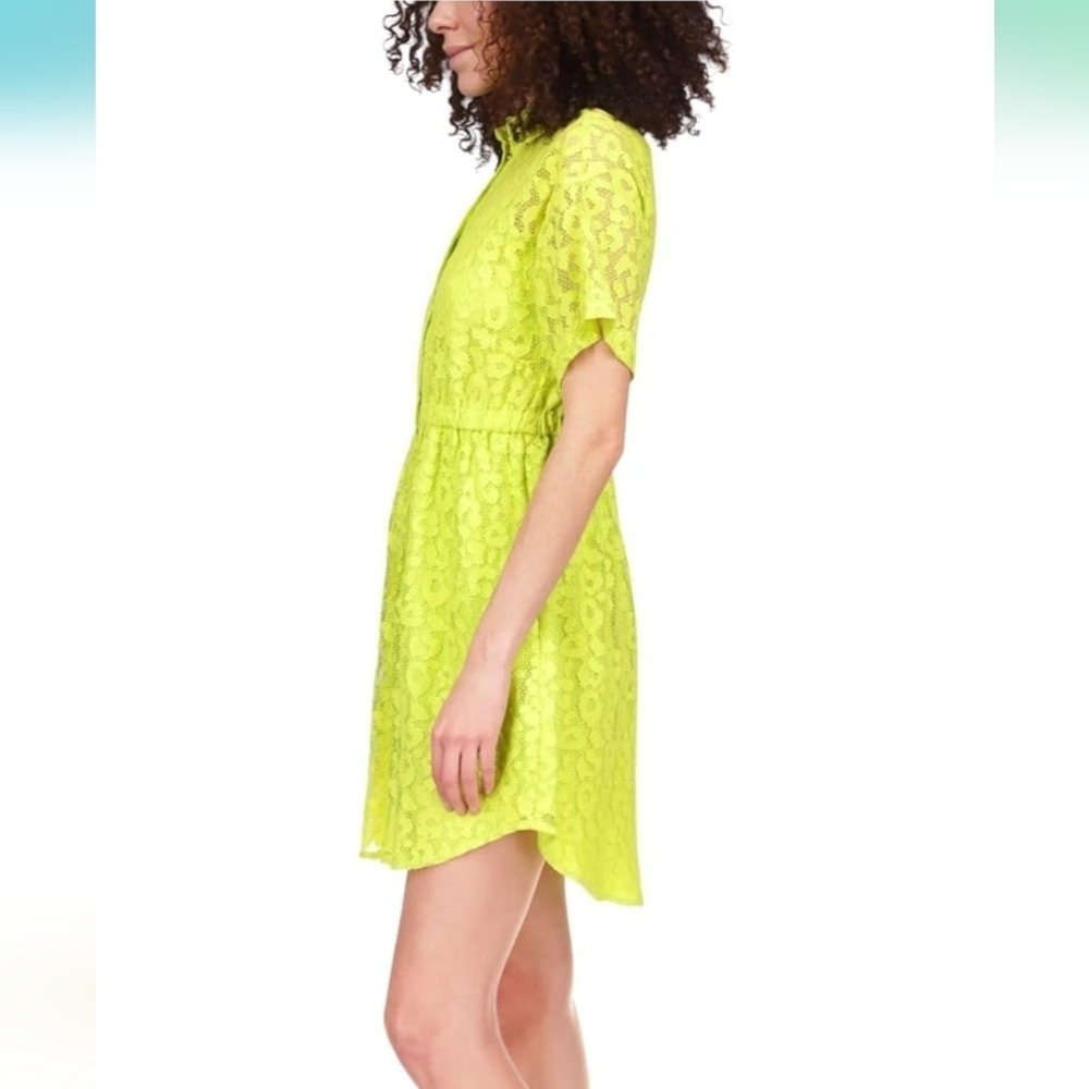 MICHAEL Michael Kors Women's Lace Shirt Dress (XS, Bright Limeade) - Picture 2 of 15